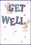 There's a tone of cheerful tenderness in this get well card that feels right at home in Dalston's lively community. An endearing bear and a bouncy puppy are illustrated with beautifully textured fur, each gently interacting with large, upbeat letters that spell 'Get Well' in vibrant purples and teals. A sprinkling of stars, painted in blues and violets, adds a lighthearted shimmer reminiscent of the sparkling shopfronts along Kingsland High Street. The background radiates a gentle, inviting warmth, creating a feeling of freshness and clarity-much like the first spring day in Shacklewell Green. This card's softness echoes the embrace of a caring friend, offering heartfelt reassurance and encouragement to those on the mend. Every visual detail is lovingly composed, turning a simple message into a radiant gesture of local support, just as Dalston Flowers would with every thoughtfully arranged bouquet delivered to neighbours and friends.